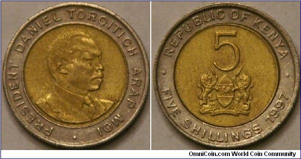 5 shillings, bi-metallic, 19.5 mm