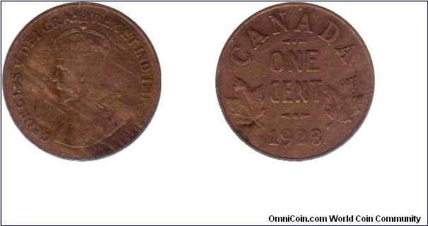 1923 1 cent - Key date - appears to have been cleaned.