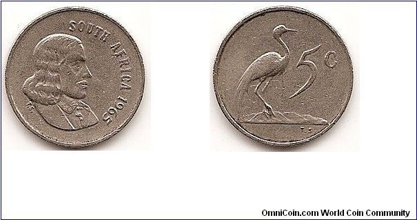 5 Cents
KM#67.1
2.5000 g., Nickel, 17.35 mm. Obv: English legend Rev: Blue Crane