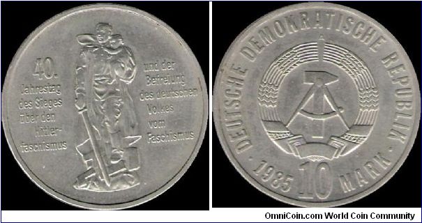 10 Mark 1985 A, Victory over hitlerfascism and liberation of the German people