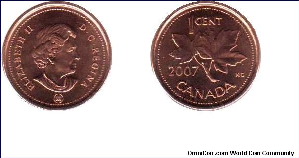 2007 1 cent with RCM logo mint mark.