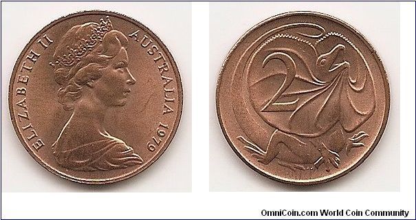 2 Cents
KM#63
5.2000 g., Bronze, 21.6 mm. Ruler: Elizabeth II Obv: Young
bust right Rev: Frilled Lizard