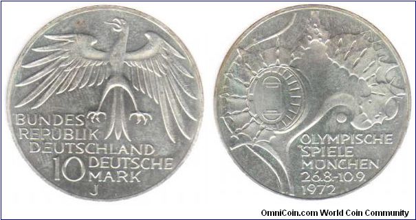 1972 10 Mark - Olympische Spiele Munchen (Munich Olympic Games) 1972