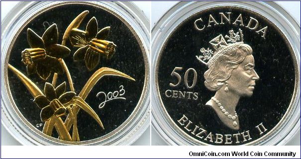 50c Silver & Gold
Golden Daffodil 
QEII