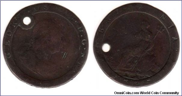 1797 penny - holed