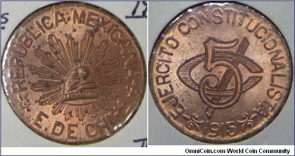 Mexico 5 centavos, Constitutionalist Army