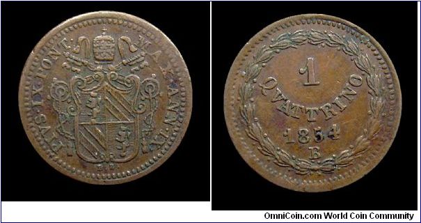 Papal States - Pius IX - 1 Quattrino - Bologna mint - Copper mm. 18