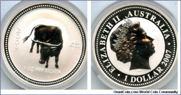 2007
$1 1oz Silver
Year of the Ox 2009
QEII 
Issued in advance to facilitate the release of Series II