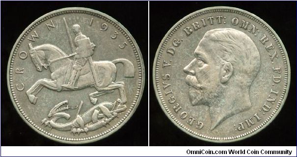 1935
Crown
Silver Jubilee Issue  Incused lettering on edge
George & the Dragon (Rocking horse crown)
King George V