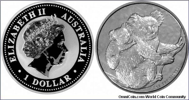 This is only the second year for the Australian silver bullion koala. This is the one ounce version. This year, three other sizes are being issued, more to follow...