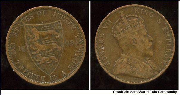 1909
1/12 of a Shilling
Shield & coat of arms
King Edward VII