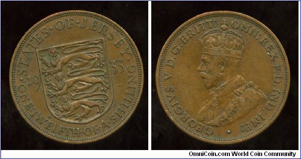 1933
1/12 of a Shilling
Shield & coat of arms
King George V