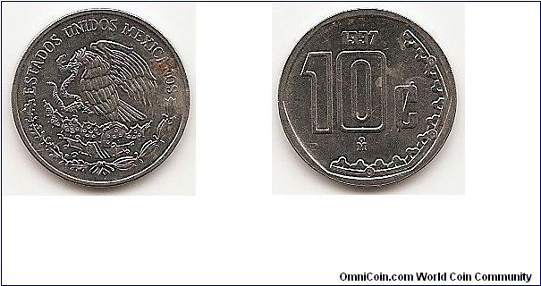 10 Centavos
KM#547
2.0300 g., Stainless Steel, 17 mm. Obv: National arms, eagle
left Rev: Value