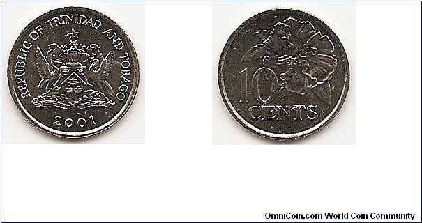 10 Cents
KM#31
1.4000 g., Copper-Nickel, 16.2 mm. Obv: National arms Rev:
Hibiscus and value Edge: Reeded