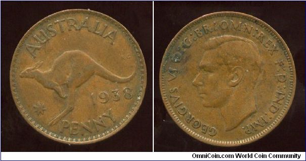 1938
1d
Kangaroo, value & date
King George VI