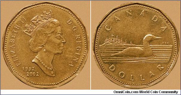 Canada, 1 dollar, 2002 Queen Elizabeth II Jubilee