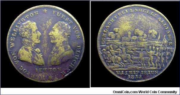 Battle of Waterloo - Prussia - Brass jetton - mm. 33