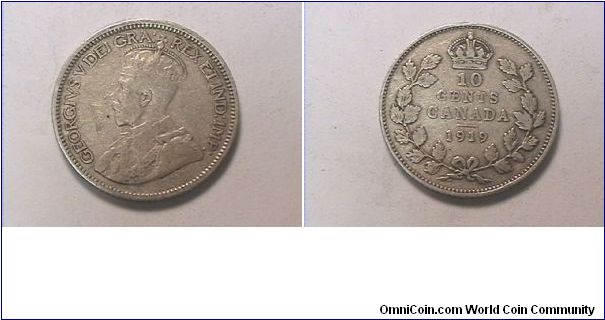 GEORGIVS V DEI GRA REX ET IND IMP
10 CENTS.
.925 silver