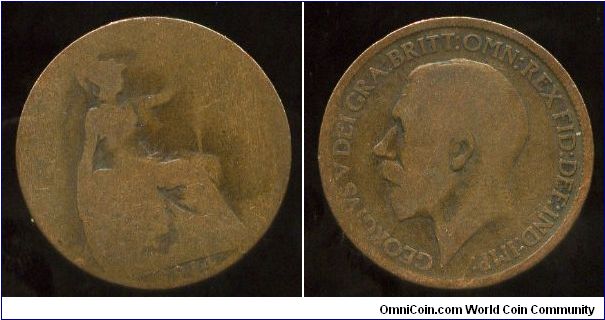 1914
1/2d Halfpenny
Brittania seated holding trident
George V 1911-1936