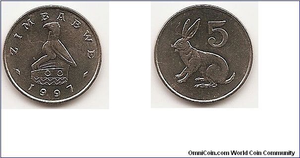 5 Cents
KM#2
2.6000 g., Copper-Nickel, 17.04 mm. Obv: Bird statue above date Rev: Rabbit left, denomination above Edge: Plain