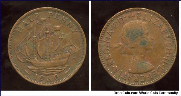 1960
1/2d Halfpenny
The Golden Hind
Queen Elizabeth II  1953-