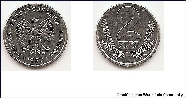 2 Zlote
Y#80.3
0.7100 g., Aluminum, 18 mm. Obv: Eagle with wings open Rev:
Value above design Edge: Reeded