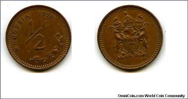 Rhodesia Republic
1970
1/2c
Value
Coat of arms