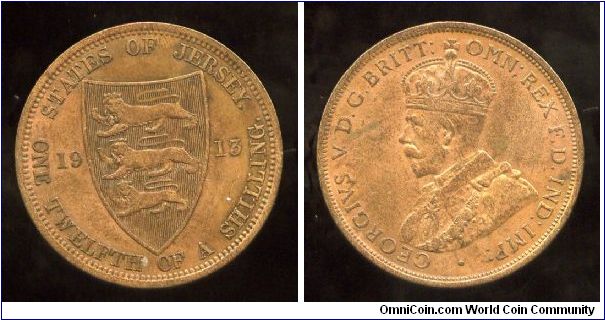 1913
1/12 of a Shilling
Shield & coat of arms
King George V