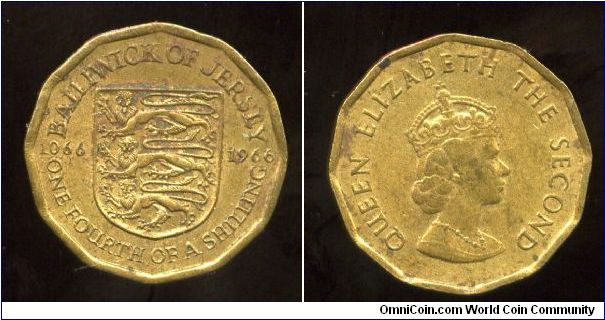 1966
1/4 of a Shilling
Shield & coat of arms
Queen Elizabeth II