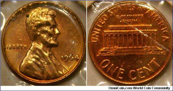 Lincoln Memorial cent, early example of current design, 19 mm, Cu .95, Zn .05