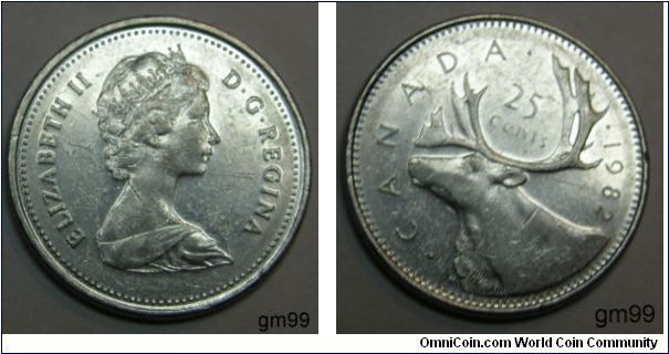 Queen Elizabeth II, 25 cents