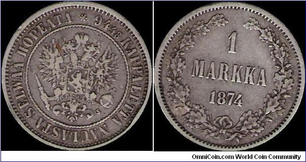 1 Markka 1874 S, Finland