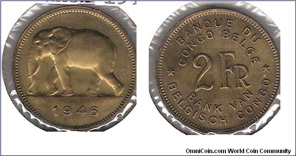 Belgian Congo, 2 Francs