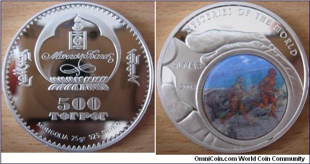 500 Togrog - The Almas - 25 g Ag 925 Proof (with hologram) - mintage 2,500