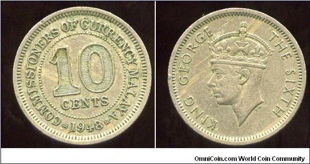 Malaya
1948
10c
Value & date
King George VI