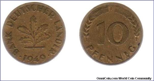 1949F FR 10 pfennig.