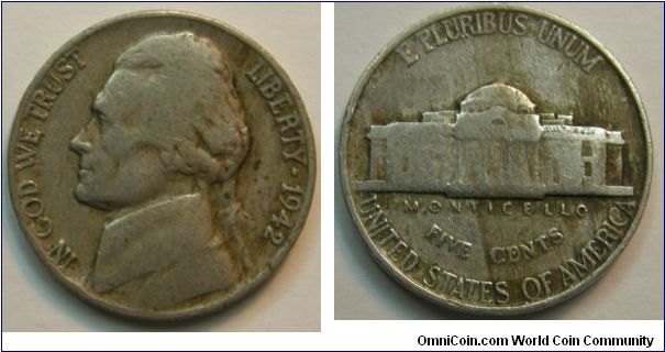 1942 No Mint Mark
Nickel-5 cents