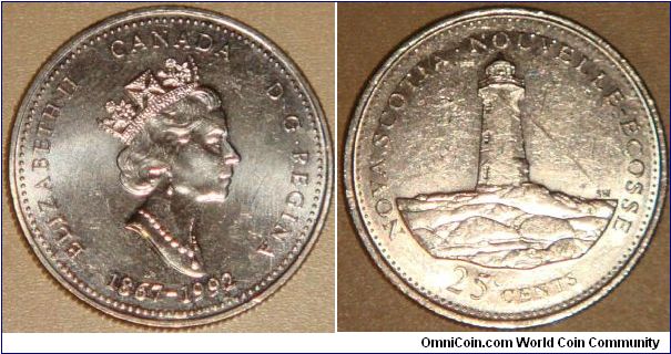 Canada, 25 cents, 1992 Nova Scotia, The 125th Anniversary of the Canadian Confederation series