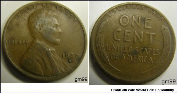 Bronze
1929D Wheat Penny
Composition: .950 Copper, .05 Tin and Zinc 
Diameter: 19 mm 
Weight: 3.11 grams 
Edge: Plain