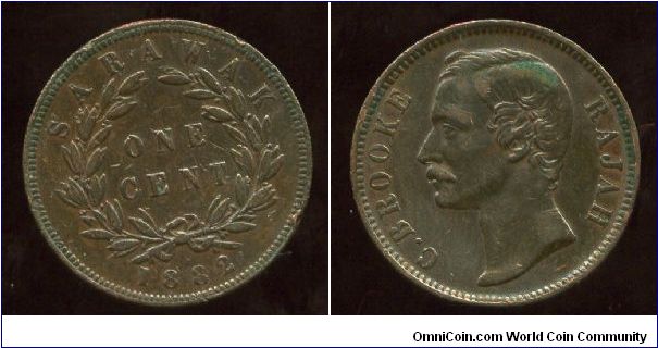 Sarawak
1882
1 Cent
Value in wreath
Rajah C Brooke