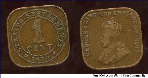 Straits Settlements
1920
1 Cent
Value & date
King George V