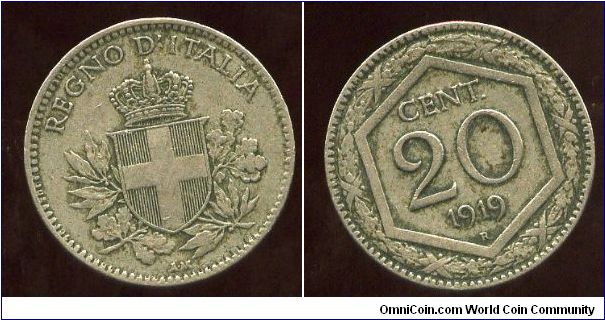 1919R
Coat of arms
Value & date
Mint mark R = Rome