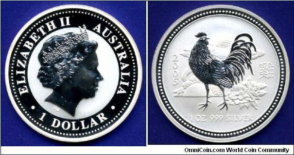 Dollar.
'The Year of Cock' - Eastern Calendar.
Elizabeth II.


Ag999f. 31,11gr.