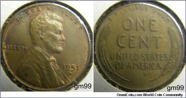 Bronze 
1951D LINCOLN/Wheat Penny