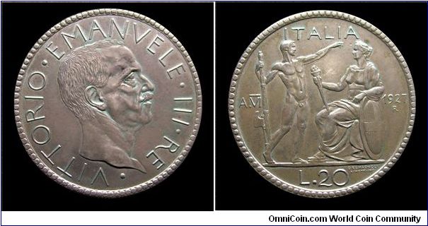 Kingdom of Italy - Victor Emmanuel III - Lire 20 - Silver mm. 35,5. One of the most fascinating coins of the Kingdom of V.E. III