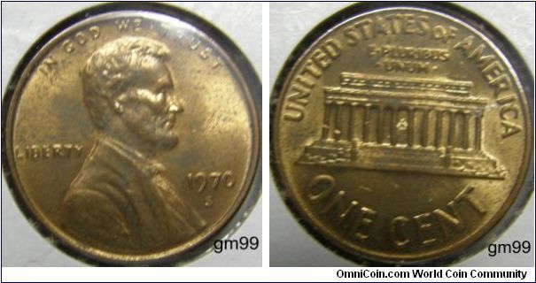 LINCOLN PENNY 1970S
Mintmark: S for San Francisco, CA) below the date