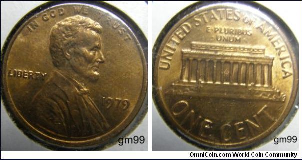 Lincoln Penny 1979
Mintmark: None (for Philadelphia, PA) below the date