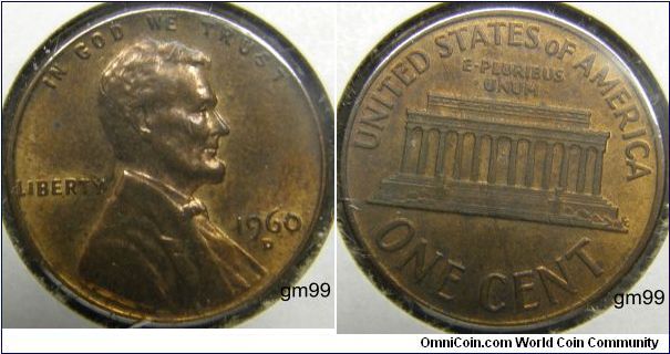 Lincoln Cent 1960D
Mintmark: D (for Denver, CO) below the date
