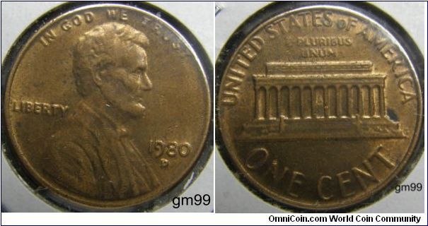 1980D Lincoln Cent
Mintmark: D (for Denver