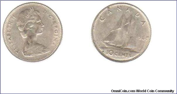 1968 silver 10 cents